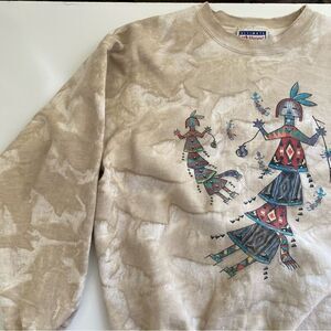 Vintage Southwest Yei Navajo print sweatshirt tie dye size Medium